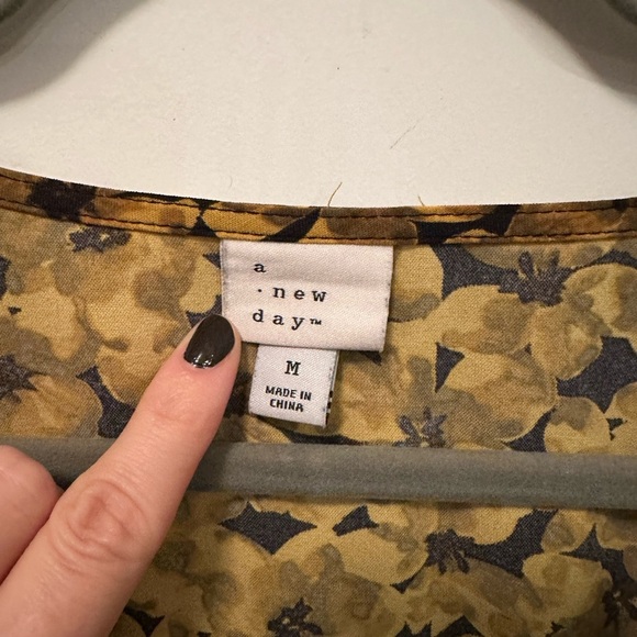 a new day Mustard and Black Floral Blouse - Picture 2 of 3